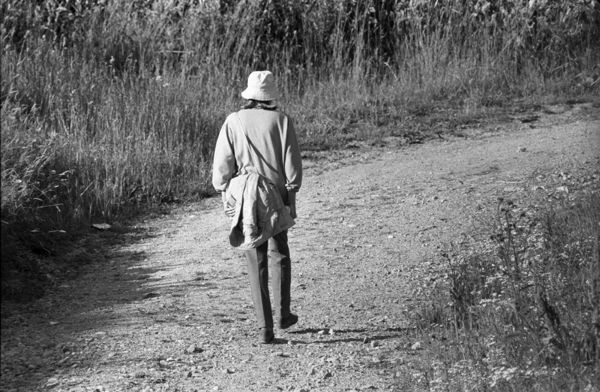 Gréta Garbo 2, promenade, Klosters Suisse, juillet 1980
